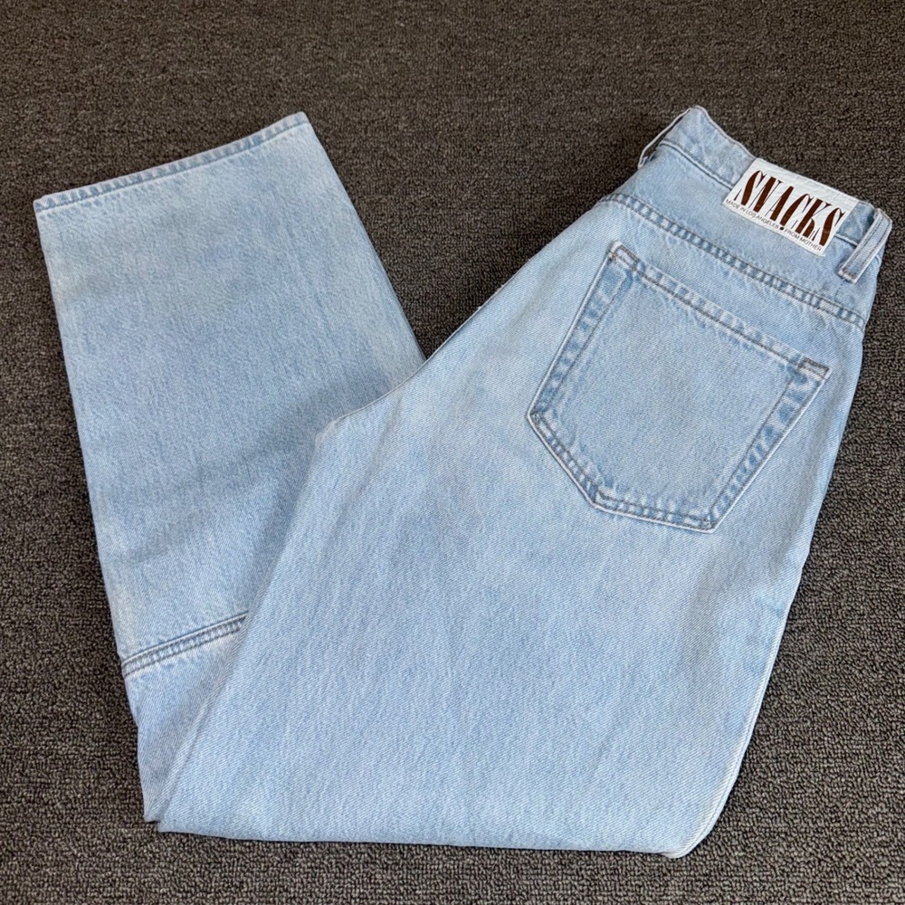 Mother Snacks Double Stack Seamed Ankle Jeans Just A Nibble Light Wash Size 27